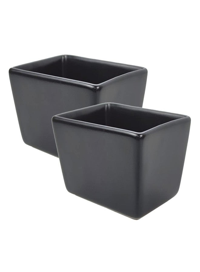 Sizikato 2pcs Matte Black Porcelain Sugar Packet Holder Tea Bag Bowl, 5 Oz - Image 1